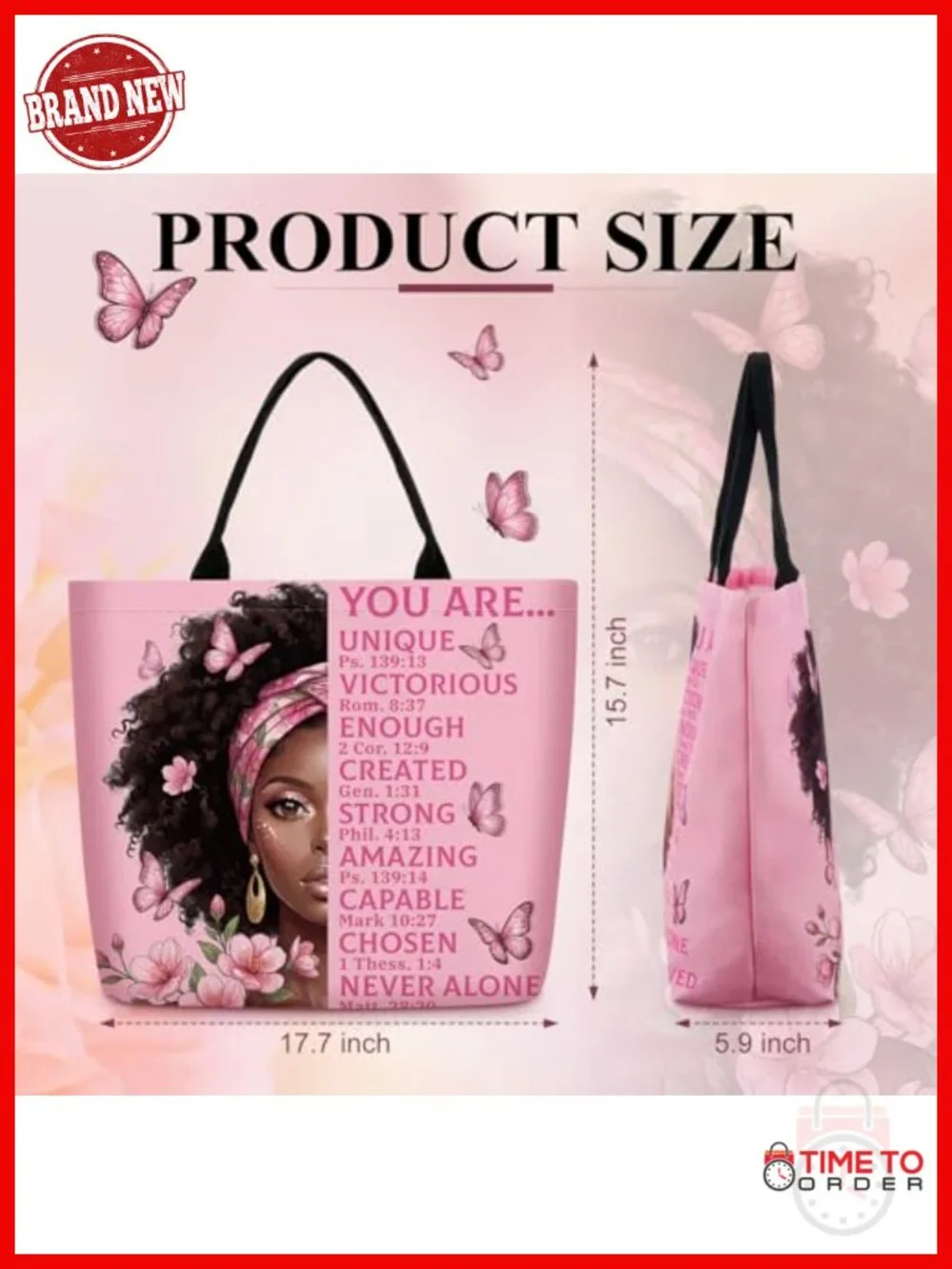 Set of 8 African American Canvas Tote Bags for Women Large Shoulder Handbags